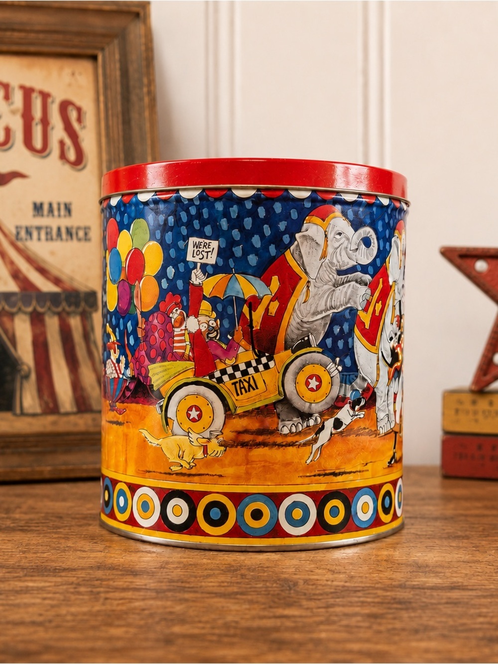 Vintage 1997 Trail’s End Colossal Circus Popcorn Tin